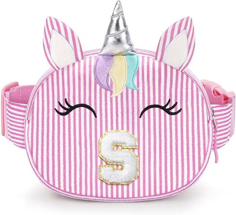 هدايا عيد ميلاد YOOLIFE للفتيات الصغيرات 2 3 4 5 6 7 8 سنوات، حقيبة حزام حروف أولية من Fanny Pack لمحفظة الفتيات الصغيرات، حقيبة كروس للفتيات يونيكورن، وردي (أ) in Kuwait
