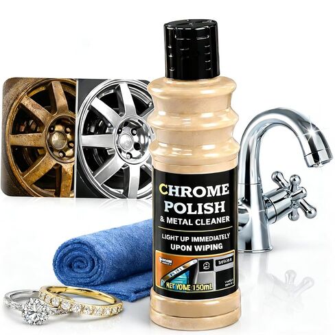 Chrome Polish & Metal Cleaner for Cars, 5.07 fl oz/150ml, All Metal Polish for Golf Clubs, Jewelry, Silver, Brass, Aluminum, Copper, Stainless Steel & Various Metal Surfaces in Saudi Arabia