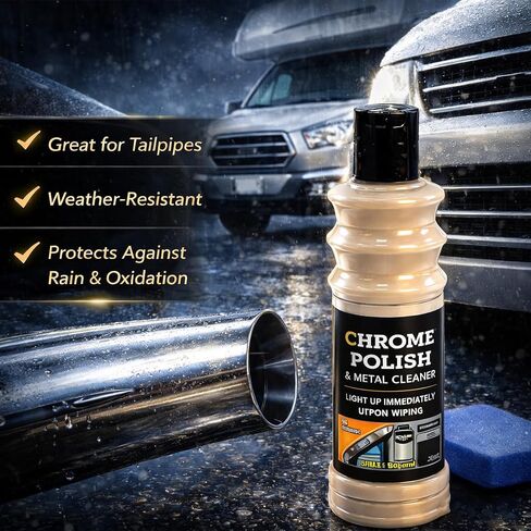 Chrome Polish & Metal Cleaner for Cars, 5.07 fl oz/150ml, All Metal Polish for Golf Clubs, Jewelry, Silver, Brass, Aluminum, Copper, Stainless Steel & Various Metal Surfaces in Saudi Arabia