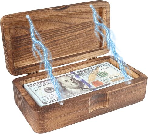 Wooden Currency Money Cash Tray with Hinged Lid and Magnetic Closure, Vintage Single Compartment Cash Case Bank Organiser Storage Money Bill Currency Box Holder Container Moneyboxes in Saudi Arabia