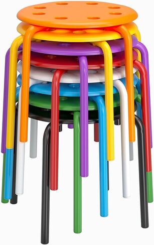 VECELO Stackable Stools for Classroom, 12" Height Portable Stacking Stool Chairs with Non-Slip Foot Mats for Kids, Ideal for Preschool/Daycare/Home (6 Pack) in Saudi Arabia