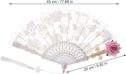 Vintage Lace Folding Fan Lightweight Handheld Fan for Women Tea Party Cosplay Wedding Dance Accessory Portable in Saudi Arabia