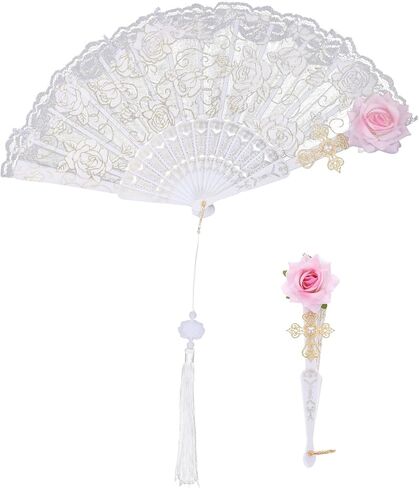Vintage Lace Folding Fan Lightweight Handheld Fan for Women Tea Party Cosplay Wedding Dance Accessory Portable in Saudi Arabia