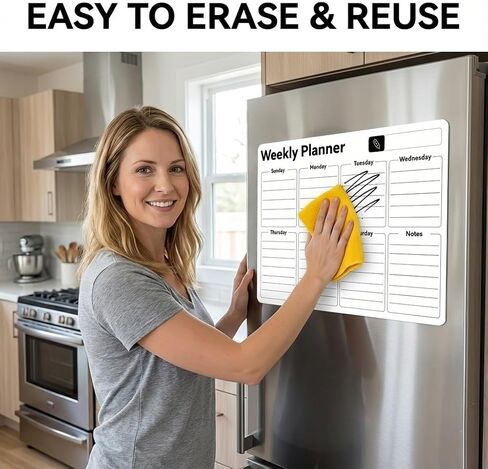 Magnetic Refrigerator Calendar Set, Erasable Weekly and Monthly Whiteboard Planner, Fridge Organizer for Meal Planning and Schedule Management in Saudi Arabia