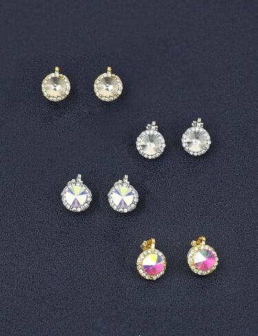 4 Pairs Clip on Dance Competition Earrings for Women - Crystal Dance Competition Earrings Halo Rhinestone Clip on Earring Dance Comp Stage Opera Performance Wedding Party Jewelry in Saudi Arabia