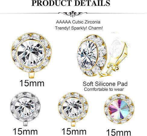 4 Pairs Clip on Dance Competition Earrings for Women - Crystal Dance Competition Earrings Halo Rhinestone Clip on Earring Dance Comp Stage Opera Performance Wedding Party Jewelry in Saudi Arabia