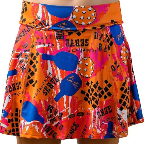 Pickleball Bella Women’s A-Line Pickleball Skort – Lightweight Athletic Skirt with Built-in Shorts & Pockets, Graffiti 3 in Saudi Arabia