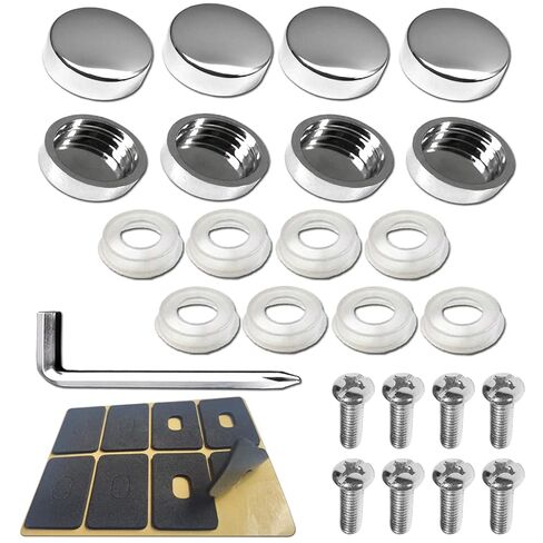 Black License Plate Screw Caps - High Gloss Finish Screw Covers and 8 PCS M6X20mm Stainless Steel License Plate Screws,Rust Resistant License Plate Frames Screw, Machine Plate Bolt Fastener Kits in Saudi Arabia