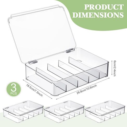 3 Pack Clear Acrylic Sunglasses Organizer Box Stackable Eyeglass Storage Case with Lid, 5 Slots for Multiple Glasses Display in Saudi Arabia