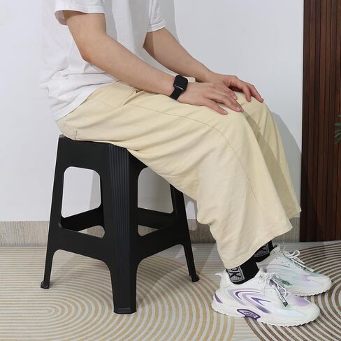 12 عبوة من مقاعد التعشيش البلاستيكية، مجموعة مقاعد قابلة للتكديس، أسود in Kuwait