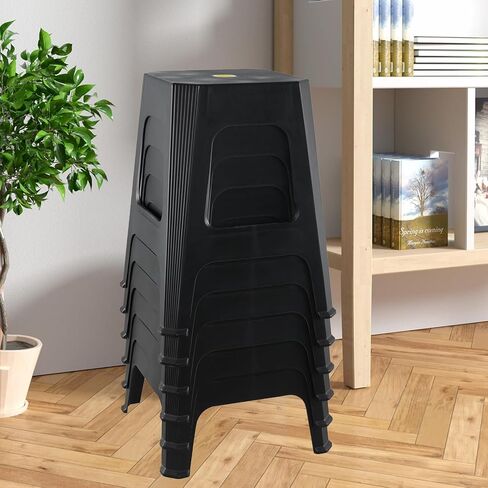 12 عبوة من مقاعد التعشيش البلاستيكية، مجموعة مقاعد قابلة للتكديس، أسود in Kuwait