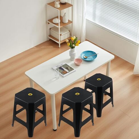 12 عبوة من مقاعد التعشيش البلاستيكية، مجموعة مقاعد قابلة للتكديس، أسود in Kuwait