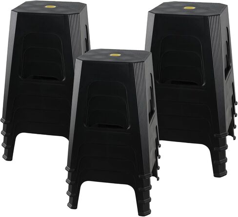 12 عبوة من مقاعد التعشيش البلاستيكية، مجموعة مقاعد قابلة للتكديس، أسود in Kuwait