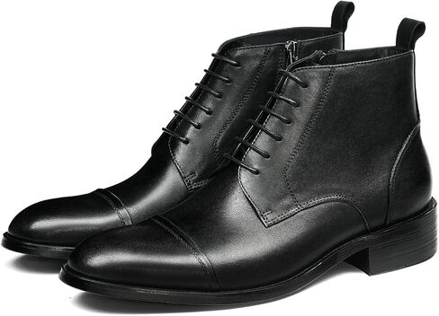 Santimon Men’s Top-Grain Leather Dress Formal Oxfords Boots – Comfortable Lace-Up Side-Zip Cap Toe Ankle Boots for Business Casual, Prom Wedding & Office in Saudi Arabia