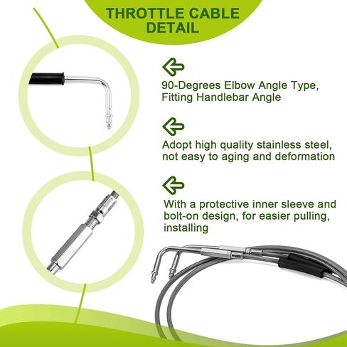 Mofun خط فرامل أمامي هيدروليكي بطول ممتد غير ABS وكابل خانق وخمول وكابل القابض متوافق مع Harley Dyna Low Rider FXDL Fat Bob FXDF 2008-2017، مناسب لمقود الدراجة مقاس 14 بوصة - 16 بوصة باللون الأسود in Saudi Arabia