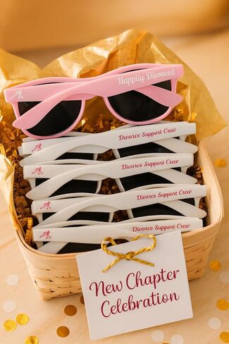 HAPPILY DIVORCED Sunglasses Set – 1 7 Divorce Support Crew Party Sunglasses (8 Pack) – Funny Divorce Party Favors for Women & Men, Newly Single Gifts Celebration Accessories in Saudi Arabia