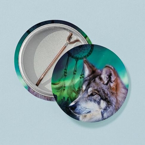 CafePress Native Dream Catcher Wolf Northern Lig دبوس دائري صغير مقاس 1 بوصة in Kuwait