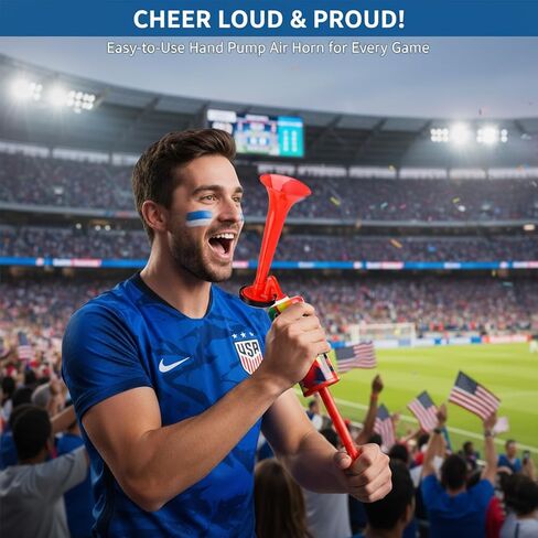 On-Airstore Handheld Air Horn Loud Noise Makers for Sporting Events Hand Push Pump Bullhorn for Football Soccer Match Birthday Party Car Boat Safety Equipment Fog Horn Cheer-leading Fans (Red) in Saudi Arabia