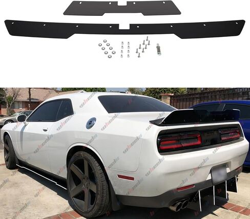 Rear Wickerbill Spoiler Compatible with 2015-2023 Dodge Challenger RT SRT Scat Back Hellcat, Venom Series V Style, Wicker Bill Trunk Tail Deck Lid Wing Lip with RivNut Tool (Smoked Black) in Saudi Arabia