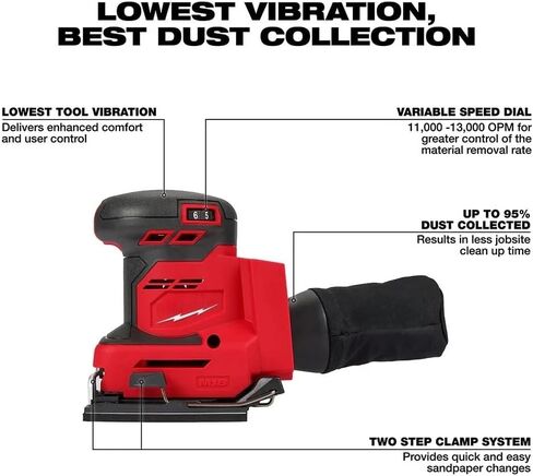 ماكينة صنفرة مدارية عشوائية بقوة 2649-20 تناسب ماكينة صنفرة الألواح المدارية اللاسلكية Milwaukee M18 1/4 - أداة عارية in Saudi Arabia