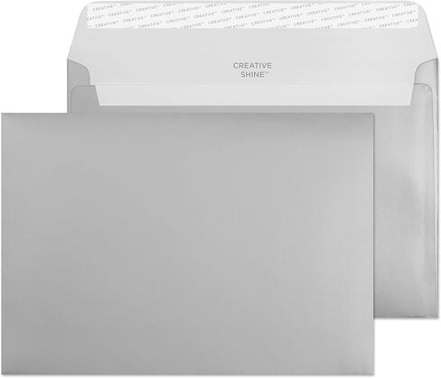مظروف محفظة Blake Creative Shine C5 مقاس 162 × 229 مم 140 جرامًا لكل متر مربع معدني مجسم قابل للتقشير والختم (EF392) بتأثير الفولاذ المجلفن - عبوة من 100 in Kuwait