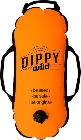 Wild Swim Buoy for Open Water Swimmers - Waterproof Tow Float Swim Bubble for Adults, Inflatable Snorkel Float Belt, Swimming Accessories (Pink & Yellow) in Kuwait