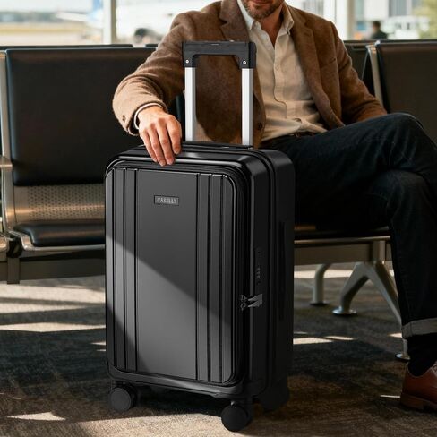 Carry On Luggage Top Opening with Cup Holder & Phone Holder, Expandable PC Hard Shell Suitcase, USB Charging Port, Side Hook, 360° Spinner Wheels, TSA Lock & YKK Zippers for Women Man Gifts in Saudi Arabia