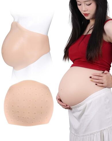 Solid Fake Pregnancy Belly Realistic Silicone False Pregnant Beer Belly for Cosplay Costume Actors Film Props (Mid Trimester, Waist L Size, Tan) in Saudi Arabia
