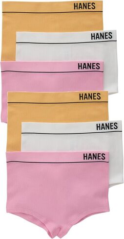 Hanes Women's Originals Seamless Stretchy Ribbed Boyfit Panties Pack, Assorted Colors, 6-Pack in Saudi Arabia