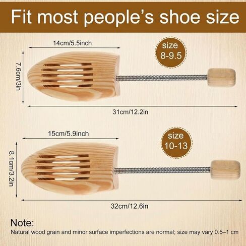 3 Pairs Adjustable Wood Shoe Trees with Spring, Shoe Shaped for Men Women in Saudi Arabia