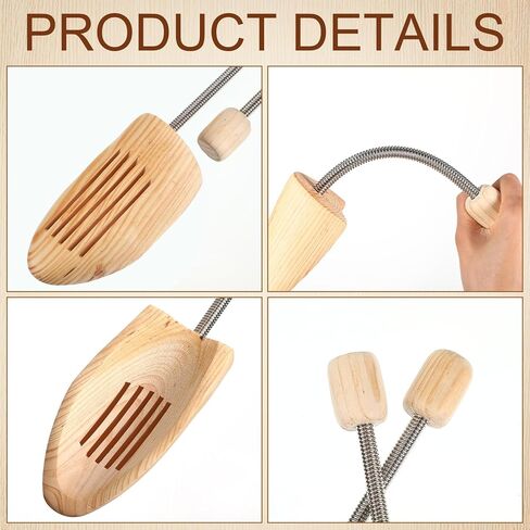3 Pairs Adjustable Wood Shoe Trees with Spring, Shoe Shaped for Men Women in Saudi Arabia