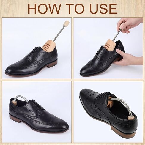 3 Pairs Adjustable Wood Shoe Trees with Spring, Shoe Shaped for Men Women in Saudi Arabia