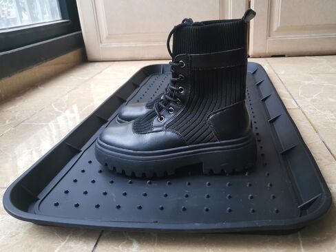 صينية أحذية مطاطية للمدخل، سجادة الحذاء، صينية الأحذية، سجادة الأحذية للاستخدام الداخلي والخارجي (مطاط السيليكون الناعم، 29.5 × 14.9 بوصة) in Kuwait