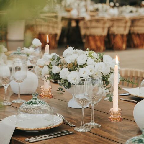 6pcs Glass Taper Candle Holders, Clear Crystal Candlestick Holders for Weddings, Parties, and Home Decor, Elegant Table Centerpiece for Christmas, Thanksgiving & Festivals in Saudi Arabia
