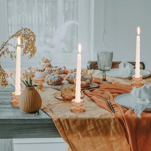 6pcs Glass Taper Candle Holders, Clear Crystal Candlestick Holders for Weddings, Parties, and Home Decor, Elegant Table Centerpiece for Christmas, Thanksgiving & Festivals in Saudi Arabia
