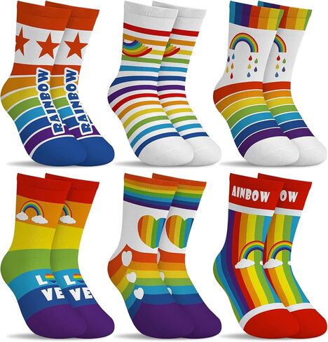 6 أزواج من الجوارب للأطفال البنات، جوارب مرحة كرتونية متعددة الألوان بألوان قوس قزح الخماسي، جوارب دائرية قابلة للتنفس لعمر 2-11 سنة in Saudi Arabia