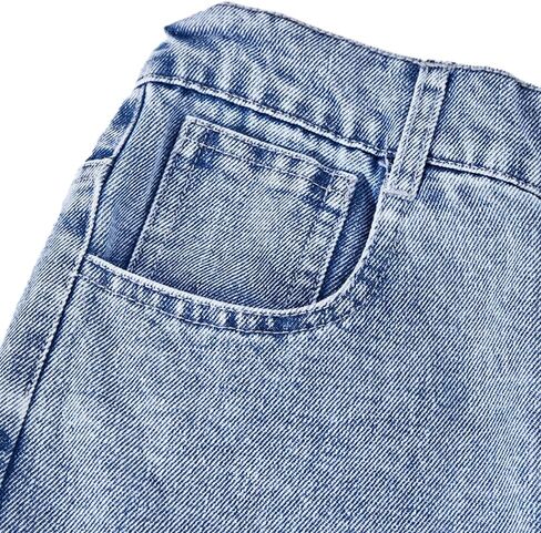 Nivne Tco Tween Girls Cargo Jeans Casual Elastic Waist Zipper Fly Baggy Wide Leg Denim Pants with Flap Pockets in Saudi Arabia