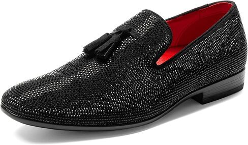Bruno Marc Men's Tassel Dress Loafers Slip on Comfortable Rhinestone Tuxedo Shoes for Wedding Party Graduation in Saudi Arabia