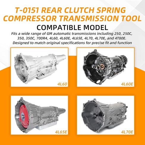 T-0151 أداة نقل ضاغط الزنبرك الخلفي - 4L60E متوافقة مع GM 250 250C 350 350C 700R4 4L60 4L60-E 4L65E 4L70 4L70E 4T80-E ضاغط زنبركي منخفض وعكسي in Kuwait