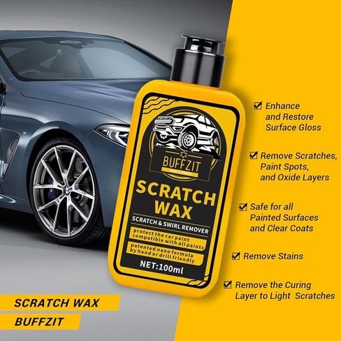 مركب مزيل خدوش السيارة وتلميعها - يزيل بفعالية الخدوش الخفيفة والطلاء الضبابي والعلامات الدوامية، ويشمل الإسفنج والمناشف، 100 مل/3.4 أونصة in Kuwait