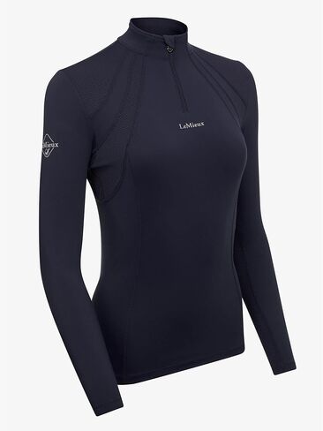 LeMieux Mia Mesh Long Sleeve Base Layer - Slim Fit - Sweat Wicking Breathable Fabric - 50+ UV Protection - Navy US04 in Saudi Arabia