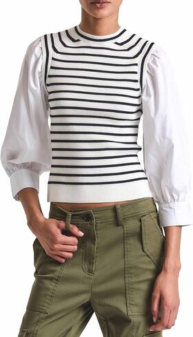 Derek Lam 10 Crosby Womens Tirza Mixed Media Top in Saudi Arabia
