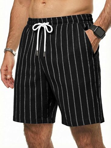 JMIERR Men’s Casual Stripes Shorts Relaxed Fit Elastic Waist Drawstring Shorts in Saudi Arabia