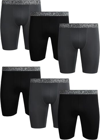 AND1 Men's Underwear – 6 Pack Long Leg Performance Compression Boxer Briefs (S-3XL), Size Medium, Black/Red/Navy in Saudi Arabia