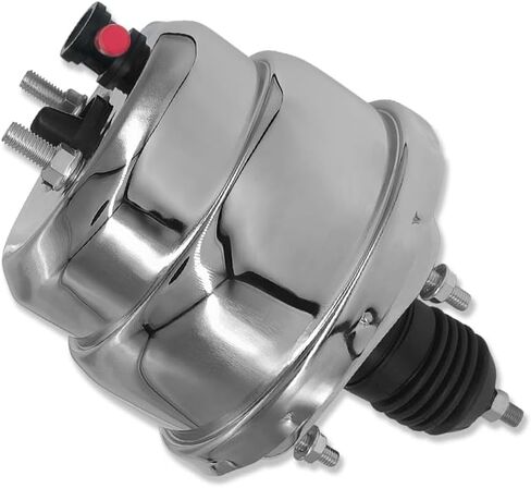 Universal 7" Dual Diaphragm Power Brake Booster and 1 1/8" Bore Master Cylinder Finned Top with 9/16" & 1/2" Ports For Chevy Ford GM Chrome in Saudi Arabia