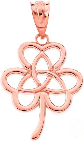 Certified Gold Celtic Triquetra Trinity Knot Symbol On Shamrock Clover Pendant in Saudi Arabia
