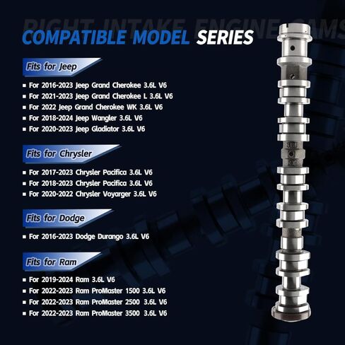 05047913AD Right Side Intake Camshaft Compatible with Jeep Grand Cherokee Wrangler Gladiator,for Dodge Durango Ram 1500 Chrysler Pacifica 3.6L V6 Engine Replace 5047913AA,5047913AC,5047913AB in Saudi Arabia