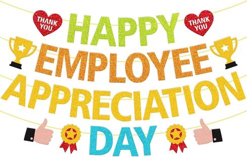 Happy Employee Appreciation Day Banner, Pre-Strung Employee Recognition Decorations, Thank You for Your Dedication and Hard Work Theme We Appreciate You Party Supplies in Kuwait