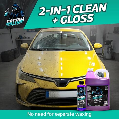 Gottom Car Wash Soap & Wax, (128 oz), Frozen Grape Scent - Ultra Foaming Car Shampoo for Foam Cannon & Bucket Wash, Carnauba Wax Formula for a Glossy Finish, High Suds & Safe for Paint in Saudi Arabia