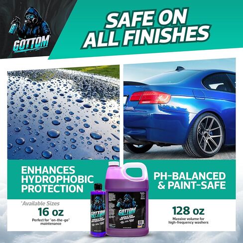 Gottom Car Wash Soap & Wax, (128 oz), Frozen Grape Scent - Ultra Foaming Car Shampoo for Foam Cannon & Bucket Wash, Carnauba Wax Formula for a Glossy Finish, High Suds & Safe for Paint in Saudi Arabia